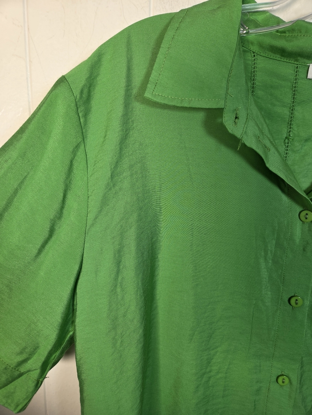 Jason Wu Green Short Sleeve Button Down Size Medium - Picture 7 of 15